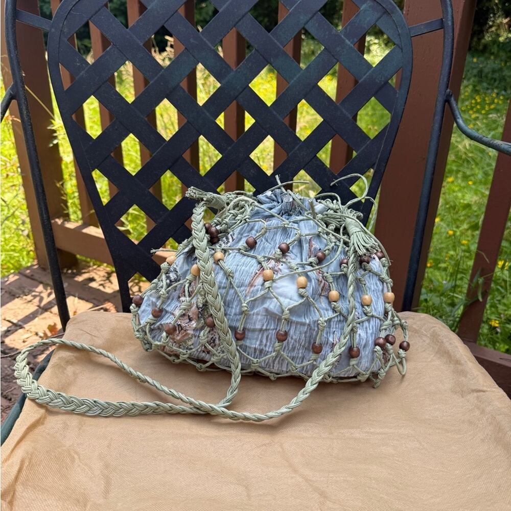 Bohemian Beaded Women's Bag - Green and Gray